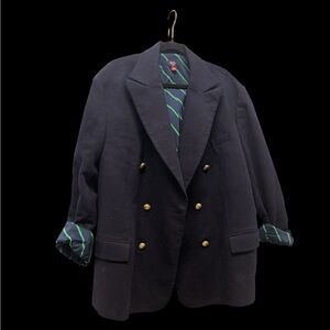 Rowing Blazers Navy Pea Coat with Gold Accents